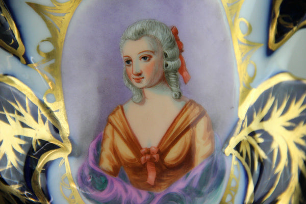 French Vieux paris Victorian lady portrait Centerpiece Vase 1900