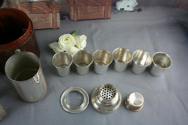 A leather-cased cocktail set for six persons, by James Dixon & Sons, circa 1910