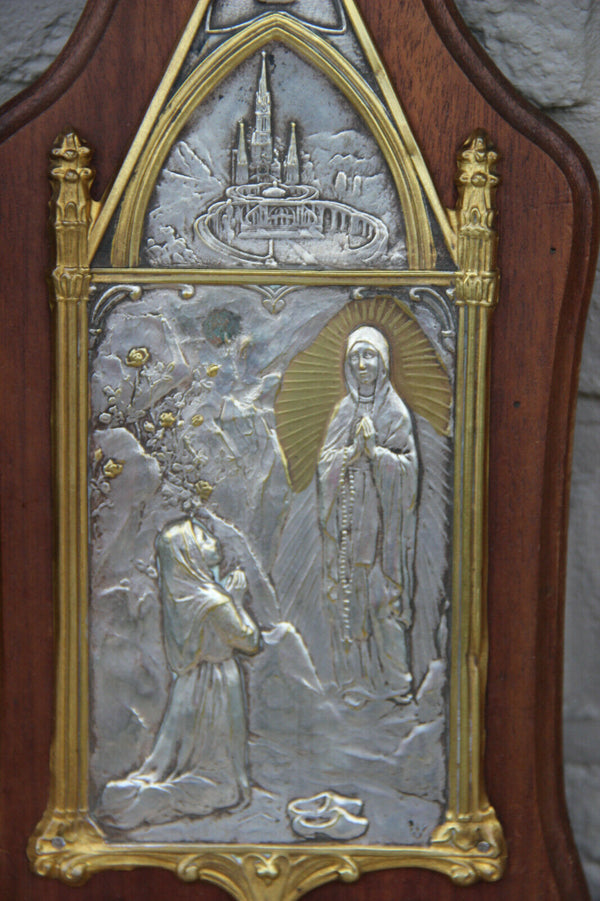 Antique French 1950 Notre dame de LOURDES souvenir religious holy water font