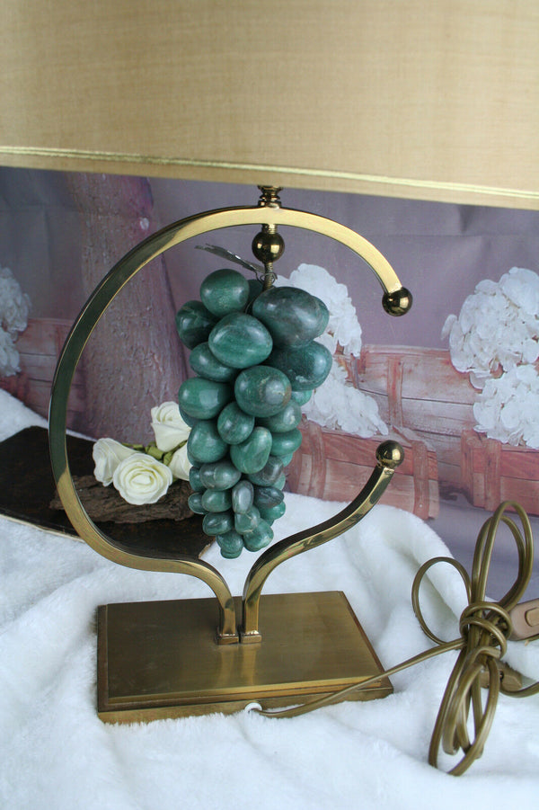 Mid-century 60's Amethyst stone grapes Table lamp daro Jansen era brass retro
