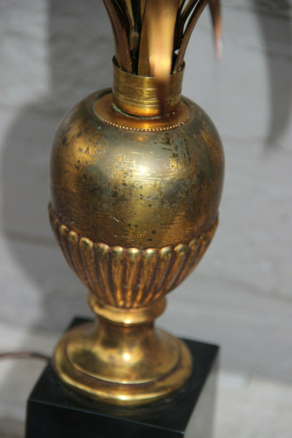 PAIR hollywood regency MAison Jansen Brass palm  leafs table lamps 1970