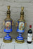 Huge PAIR French antique oil lamp Vieux paris porcelain portrait floral decor