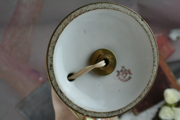 Antique french vieux paris porcelain Swan empire floral lamp marked