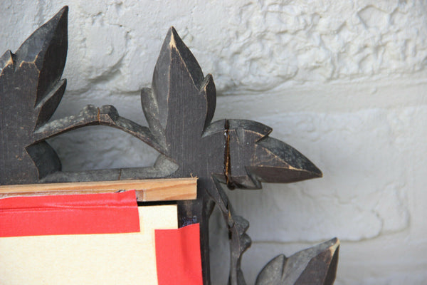 German black forest wood carved leaf wall mirror