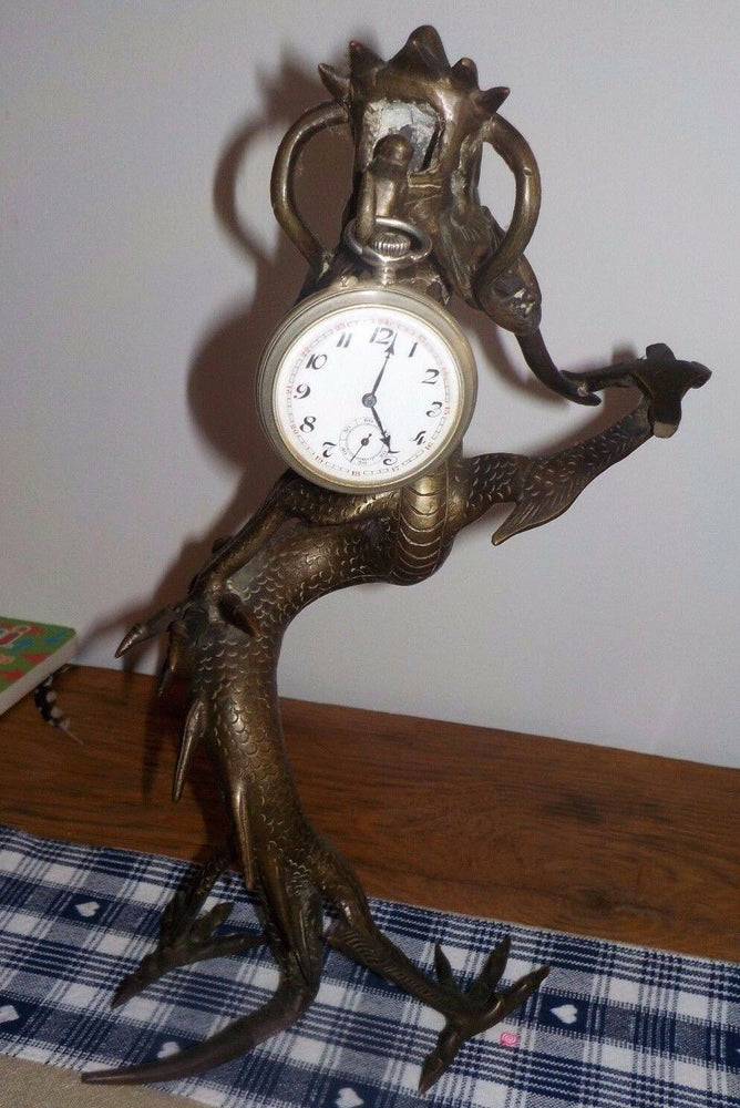 Bronze chinese Dragon gothic pocket watch holder