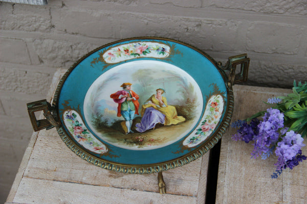 Gorgeous antique French SEVRES porcelain marked centerpiece bowl louis XVI frame