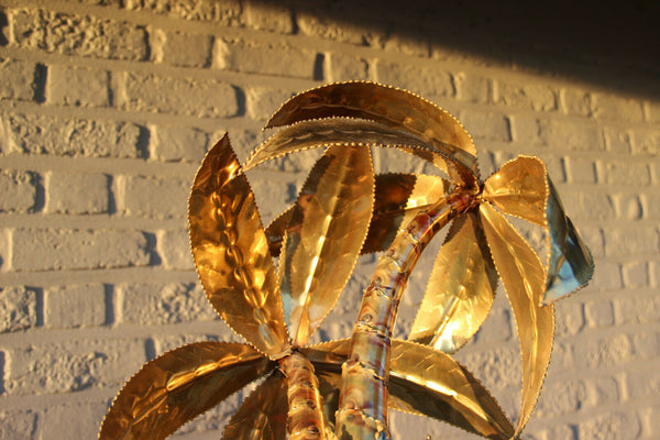 Exclusive MAISON JANSEN Brass Palm tree table lamp Velvet Hollywood regency n2