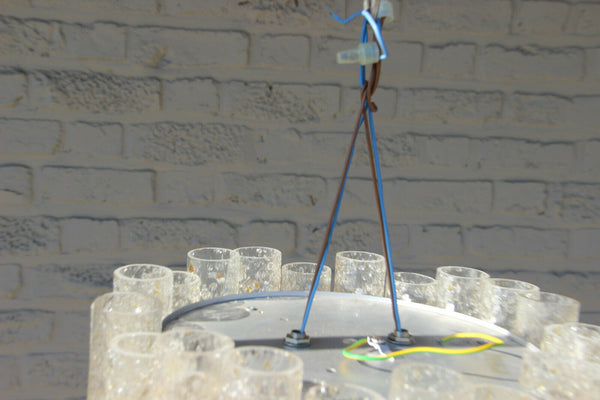 German Mid-Century DORIA glass tubes amber clear chandelier pendant 1960