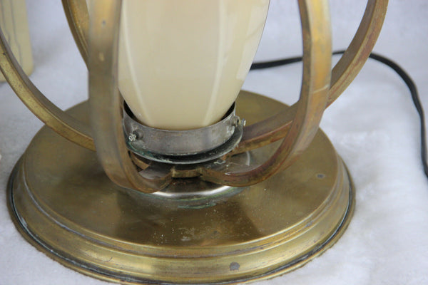 Art deco 1930 French antique table lamp copper geometric form rare