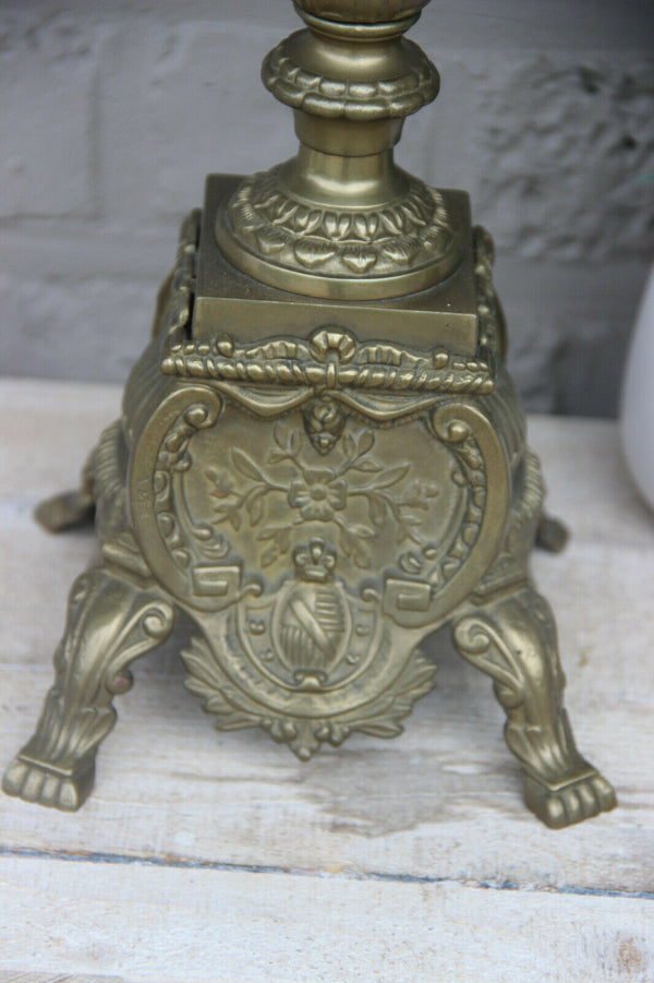 PAIR XL bronze castle gothic dragon figurines Candelabras candle holders