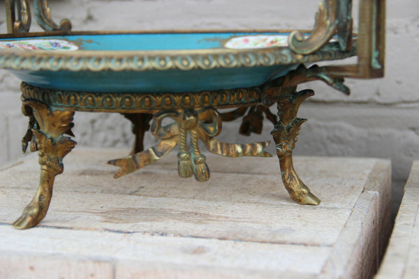 Gorgeous antique French SEVRES porcelain marked centerpiece bowl louis XVI frame