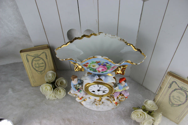 Stunning Antique French porcelain Clock gout de jacob petit figurines bird
