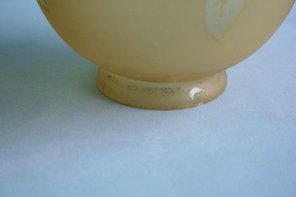 4x ART DECO Chandelier Glass GLOBES Signed DEVEAU amber yellow coloured muller