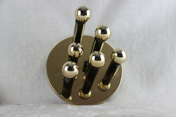 Mid century Gold chandelier pendant sciolari for Boulanger 6 tubes 1970's