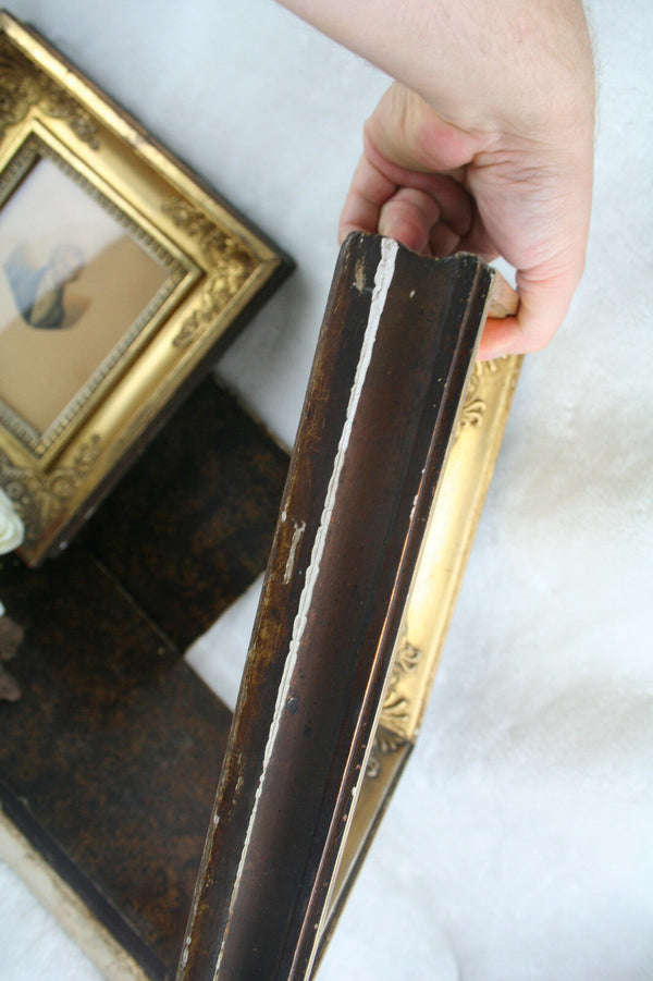 PAIR antique 1834 signed french antique drawing portraits lady man monogrammed