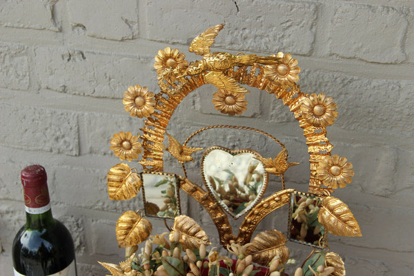 Antique Victorian Bridal wedding dome Globe Glass with tiara wax mirrors