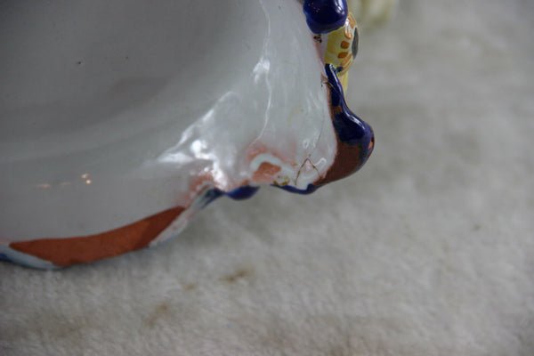 Gorgeous antique FRENCH MONTAGNON faience de nevers Planter jardiniere putti