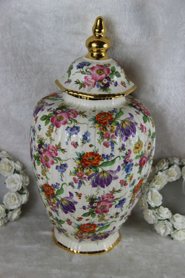 Boch Freres Belgium KEralux Floral lidded Vase ceramic
