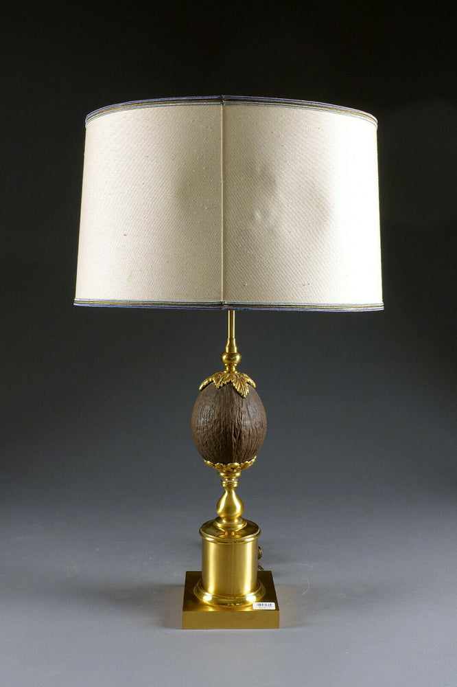 Hollywood Regency Mid century Coconut Table lamp attr. maison jansen