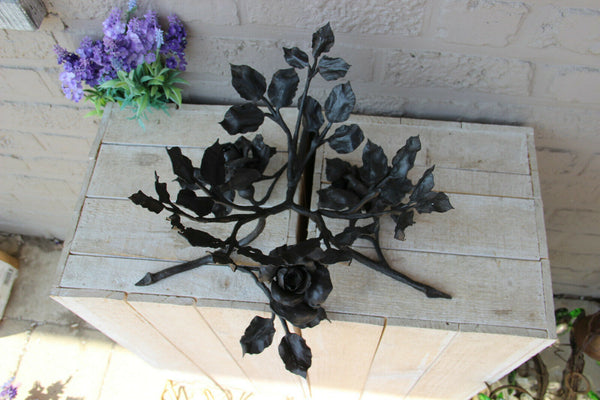 French wrought iron roses floral Centerpiece Fruit tray crystal glass cut bowl