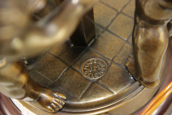 Belgian ART DECO 1930 bronze putti playing table lamp