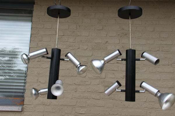 PAIR holland Philips Retro vintage 1970's industrial flexible 4 arms chandeliers