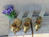 Set 3 French brass metal glass lion heads Wall lights sconces