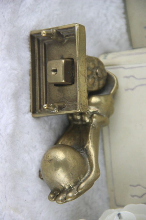 French bronze Door knocker hand 1950's gothic