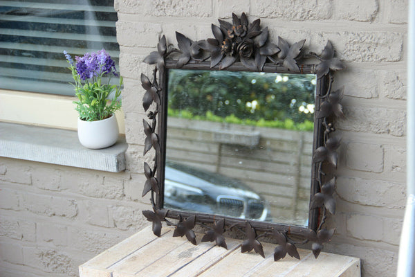 German black forest wood carved leaf wall mirror