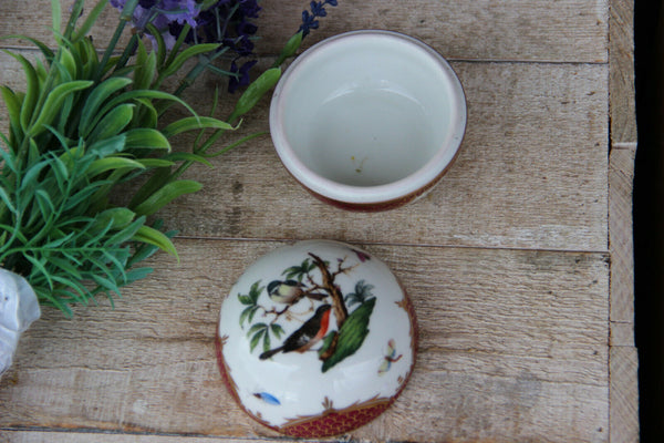 Herend Hungary Hand Painted Porcelain Trinket Box  birds decor