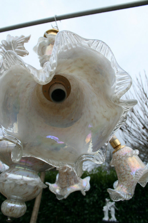 Stunning Italian Venetian Murano glass 1970 mid century Chandelier 5 arms no1