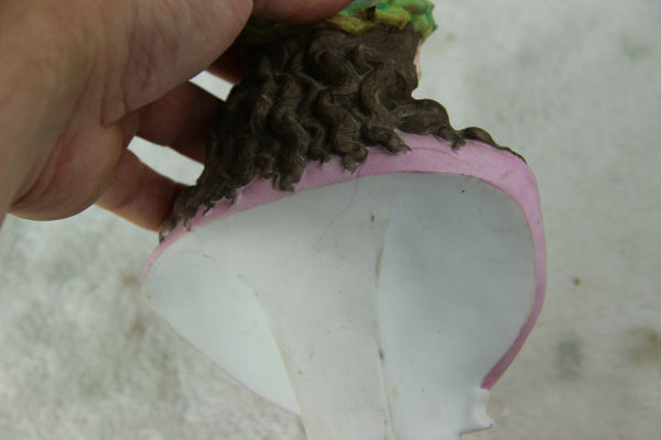 PAIR Antique VIEUX ANDENNE porcelain buste JESUS Mary Statue religious