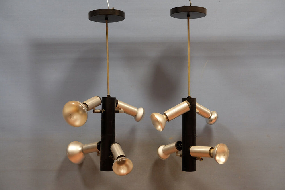 PAIR holland Philips Retro vintage 1970's industrial flexible 4 arms chandeliers