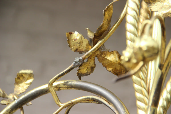 Rare Antique french Art nouveau Chestnut floral bronze chandelier