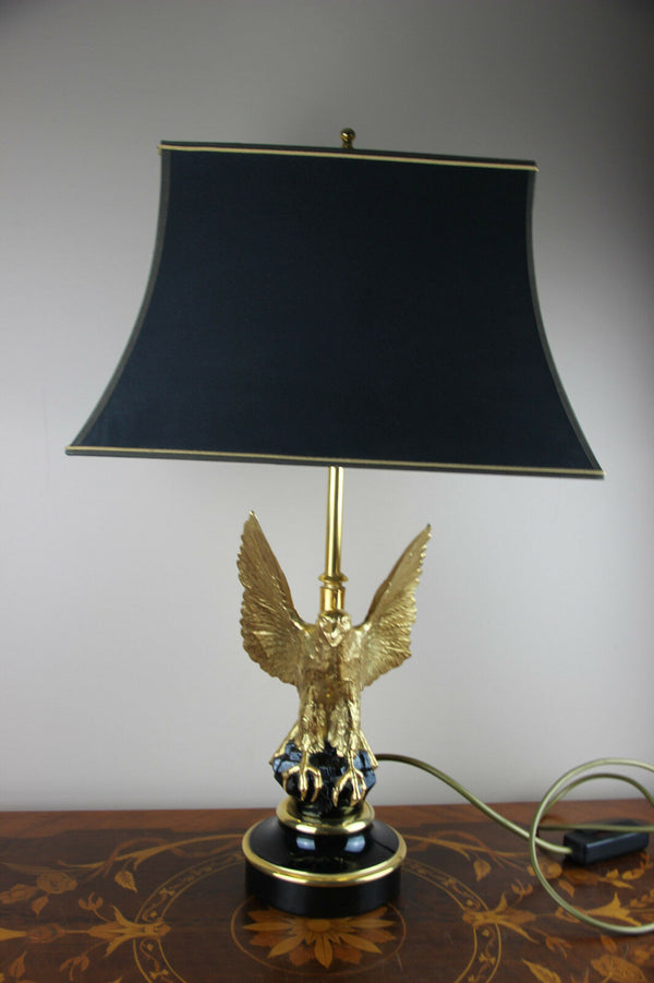 Mid century Bronze eagle Maison Jansen Paris Table lamp Modernist France 1970's