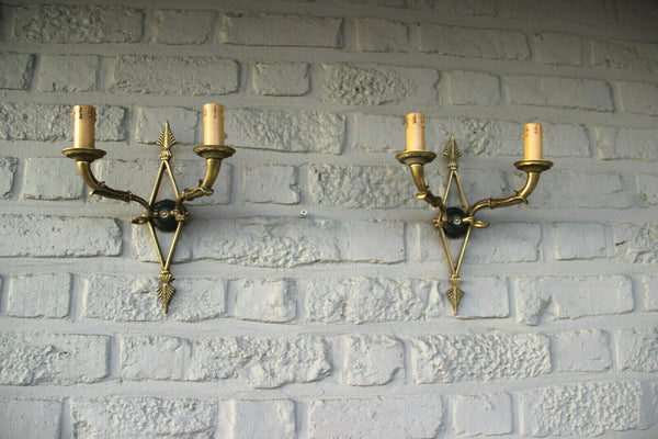PAIR French empire Bronze swan arms wall lights sconces
