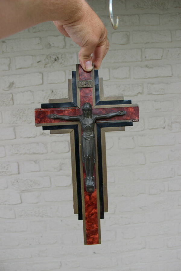 Antique French art deco 1930 Crucifix cross christ