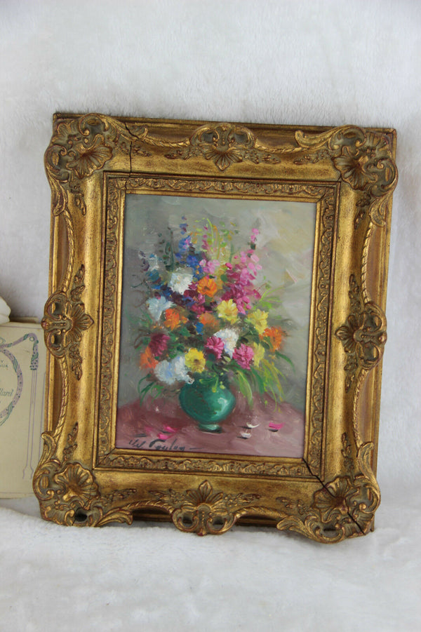 Belgian Artist J J foulon painting oil cardboard Still life framed