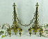 PAIR antique Bronze fleur de lys French fireplace andirons shields armor