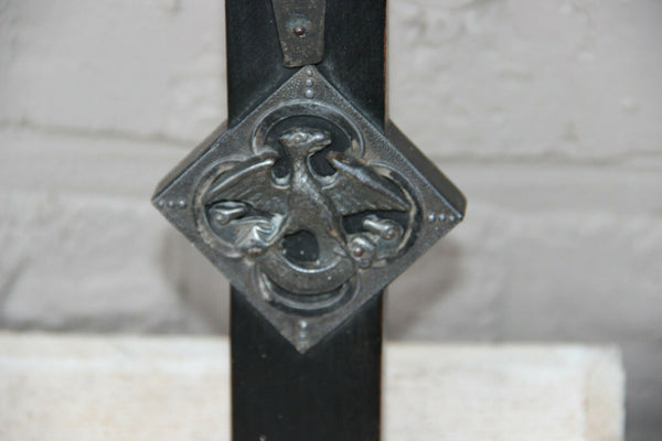 Antique Religious Crucifix silver christ 4 evangelists wood cross Religious top