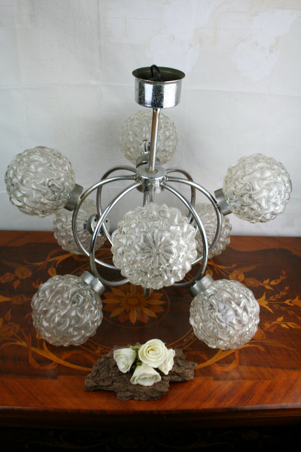 Mid century Retro 8 Glass globes Atomic sputnik chandelier lamp