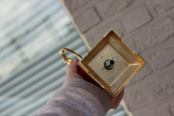 SET French Red porcelain centerpiece Bowl Vases romantic victorian putti scene