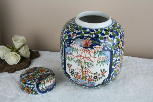 Gorgeous Delft makkum tichelaar pottery floral tobacco lidded jar marked