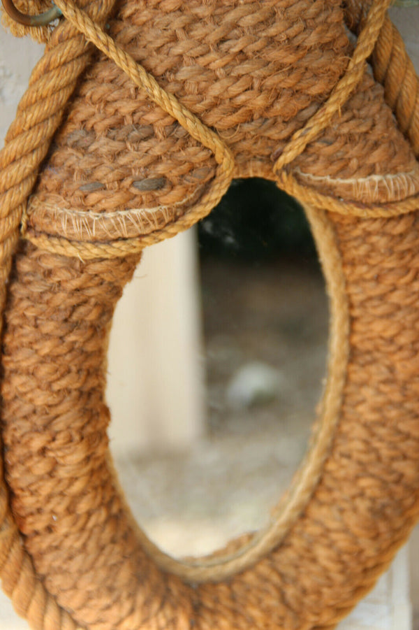 Vintage Audoux Minet Rope Wall mirror France 1950s