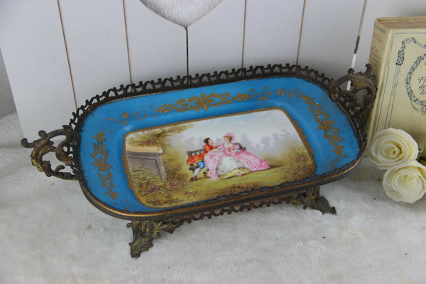 Antique French 1925 Centerpiece coupe table in sevres porcelain hand paint