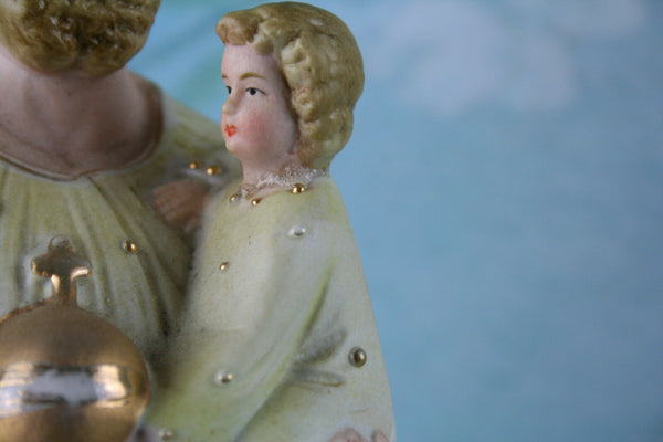 French biscuit figurine Holy Jesus christ with child
