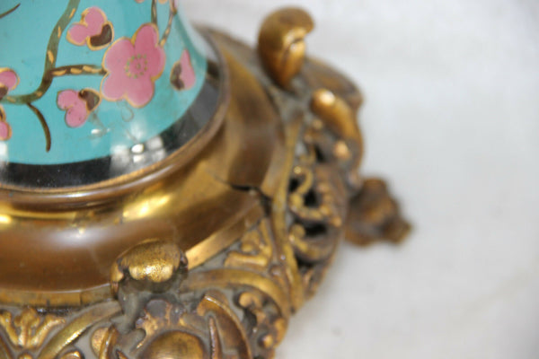 Pair french antique faience candelabras candle holders