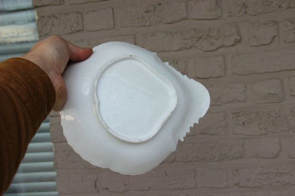 PAIR antique vieux paris old porcelain floral hand paint OYSTER plates