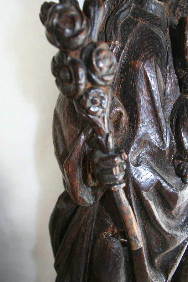 18th/19th HUGE XXL Antique French Wood oak carved MAdonna statue church