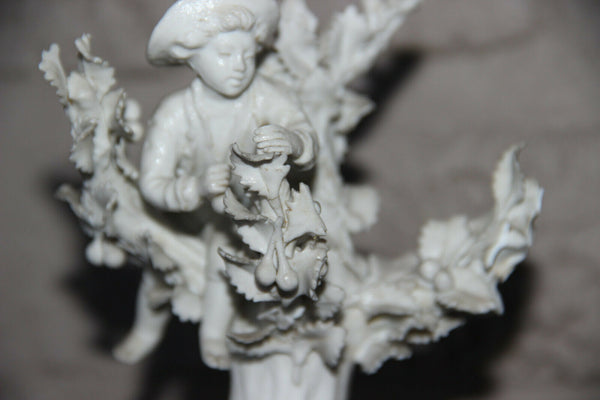 Antique 19th c french SEVRES marked Bisque porcelain Group statue apple picking